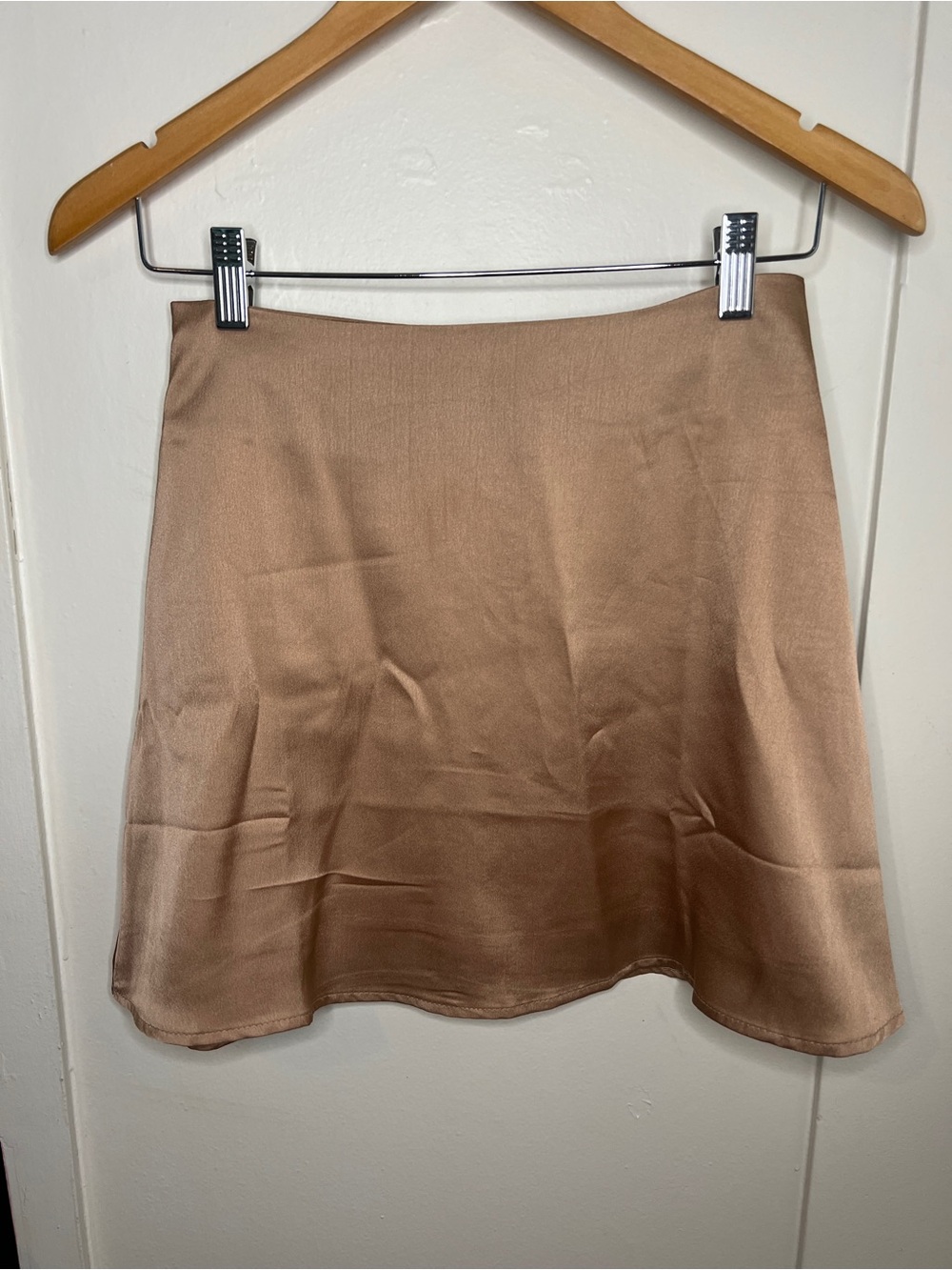 Satin Circle Skirt in Tan